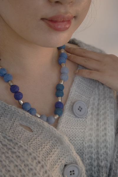 Necklace with wool felt balls